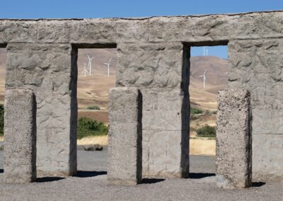 gray concrete wall with black wooden frame